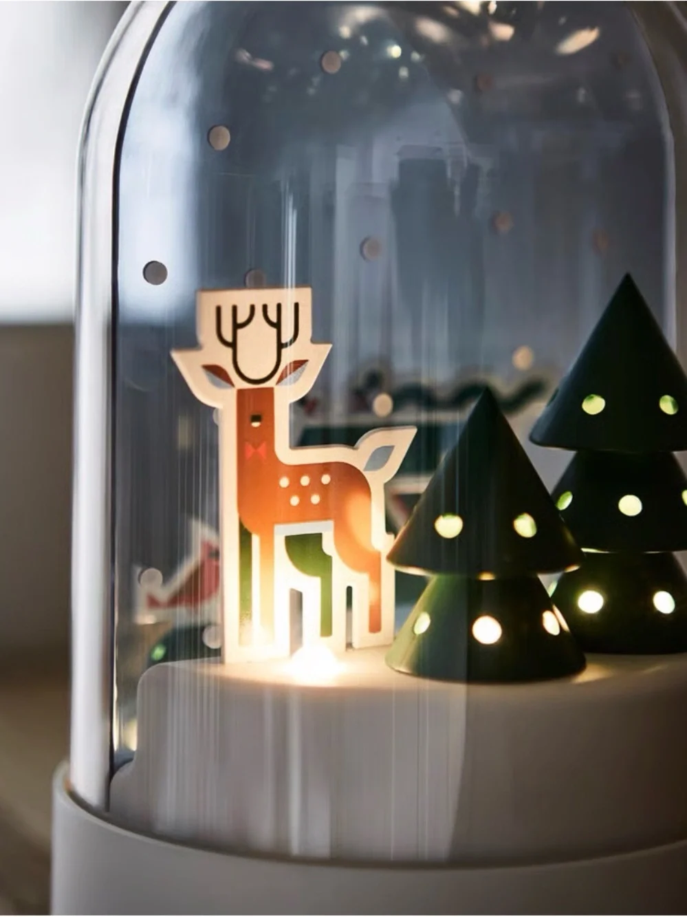 IKEA STRALA Globe Lamp Skater Deer Trees Winter Christmas By Katie Kirk HTF